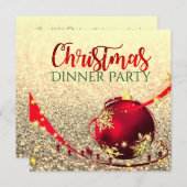 Faux glitter kerstdiner uitnodigen kaart (Voorkant / Achterkant)