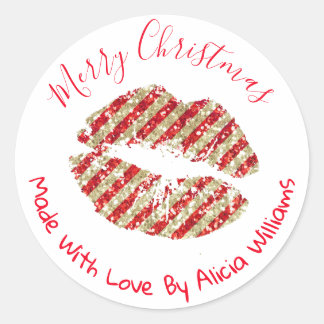 Faux Glitter Kerstmis - Handgemaakt bedrijfslabel Ronde Sticker
