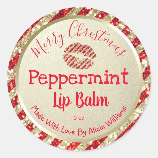 Faux Glitter Kerstmis met handheld Lip Balm Label (Voorkant)