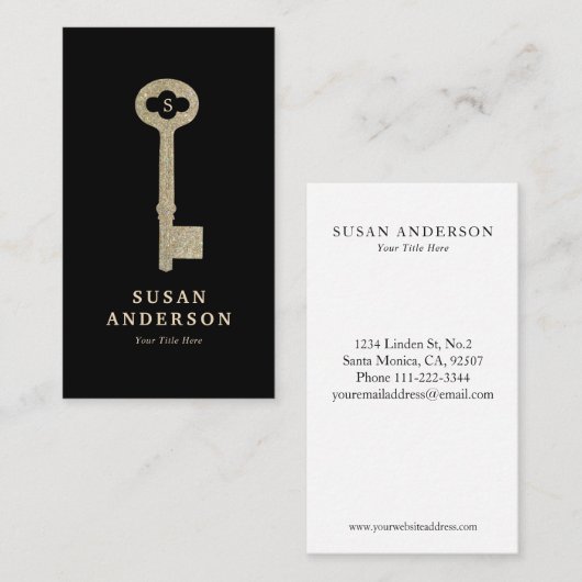  Faux Glitter Key Visitekaartje (Voorkant / Achterkant)