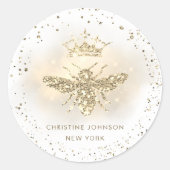 faux glitter koningin bijen logo ronde sticker (Voorkant)