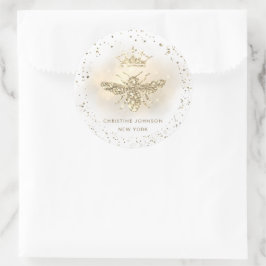 faux glitter koningin bijen logo ronde sticker