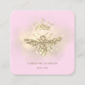 faux glitter koningin bijen roze vierkante visitekaartje (Voorkant)
