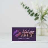 Faux Glitter Let Lips Bling Text Makeup Artist Visitekaartje (Staand voorkant)