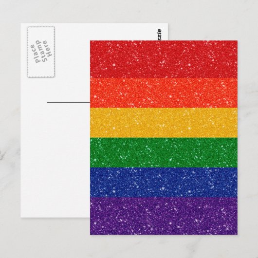 Faux Glitter LGBTQ Pride Rainbow Flag Briefkaart (Voorkant / Achterkant)