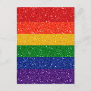 Faux Glitter LGBTQ Pride Rainbow Flag Briefkaart