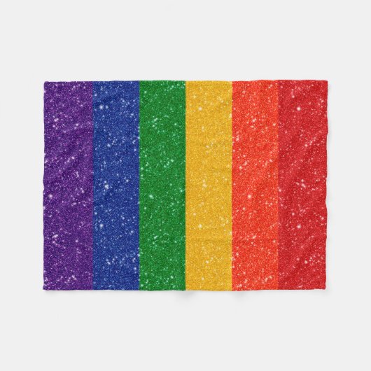 Faux Glitter LGBTQ Pride Rainbow Flag Fleece Deken (Voorkant (Horizontaal))
