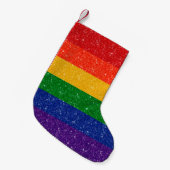 Faux Glitter LGBTQ Pride Rainbow Flag Kleine Kerstsok (Voorkant (Hangend))