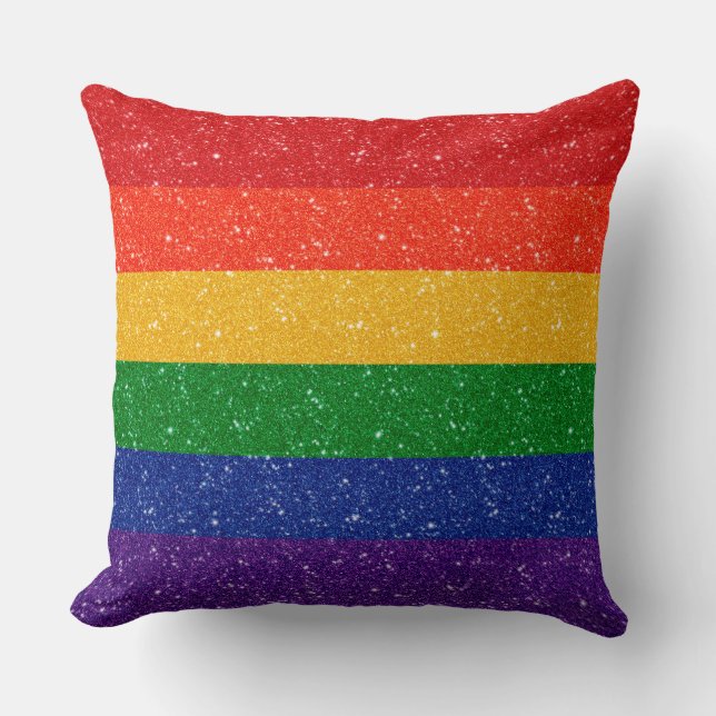 Faux Glitter LGBTQ Pride Rainbow Flag Kussen (Voorkant)