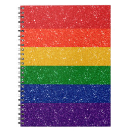 Faux Glitter LGBTQ Pride Rainbow Flag Notitieboek