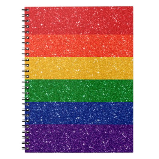 Faux Glitter LGBTQ Pride Rainbow Flag Notitieboek (Voorkant)