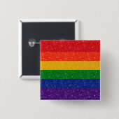 Faux Glitter LGBTQ Pride Rainbow Flag Vierkante Button 5,1 Cm (Voorkant /achterkant)