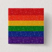 Faux Glitter LGBTQ Pride Rainbow Flag Vierkante Button 5,1 Cm (Voorkant)