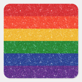 Faux Glitter LGBTQ Pride Rainbow Flag Vierkante Sticker