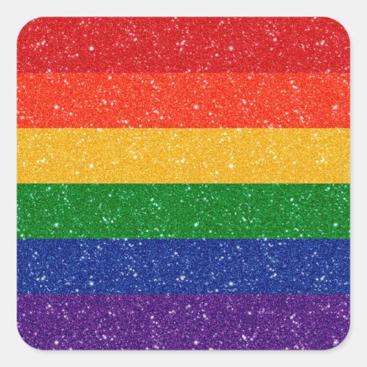Faux Glitter LGBTQ Pride Rainbow Flag Vierkante Sticker (Voorkant)