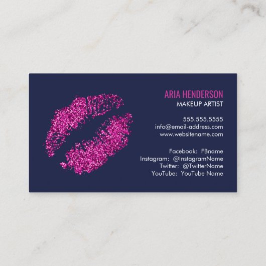Faux Glitter Lips and Bling Makeup Artist Visitekaartje (Achterkant)