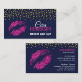 Faux Glitter Lips Gold Confetti Makeup Visitekaartje (Voorkant / Achterkant)
