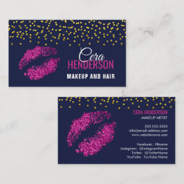 Faux Glitter Lips Gold Confetti Makeup Visitekaartje
