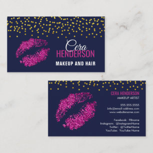 Faux Glitter Lips Gold Confetti Makeup Visitekaartje