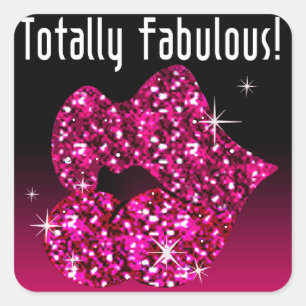(faux) Glitter Lips Helemaal Fabulous fuschia Vierkante Sticker