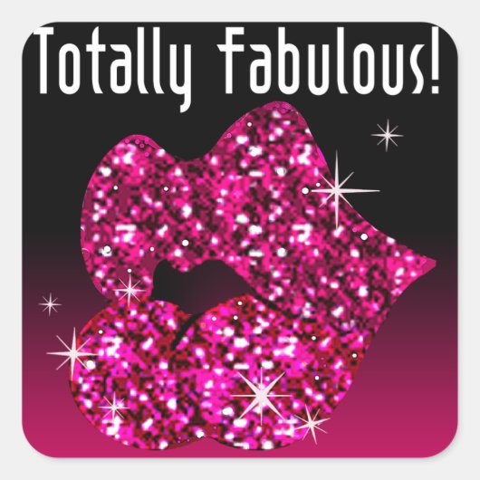 (faux) Glitter Lips Helemaal Fabulous fuschia Vierkante Sticker (Voorkant)