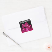 (faux) Glitter Lips Helemaal Fabulous fuschia Vierkante Sticker (Envelop)