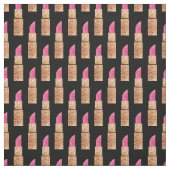 Faux Glitter Lipstick Makeup Beauty Pattern Black Stof (Swatch)