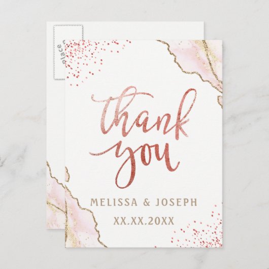 FAUX glitter marmer dank u Aankondigingskaart (Voorkant / Achterkant)