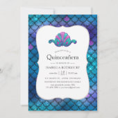 Faux Glitter Mermaid Scale Patroon Quinceanera Kaart (Voorkant)
