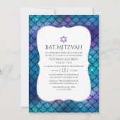 Faux Glitter Mermaid Scale Pattern Bat Mitzvah Kaart (Voorkant)