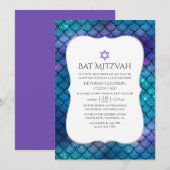 Faux Glitter Mermaid Scale Pattern Bat Mitzvah Kaart (Voorkant / Achterkant)
