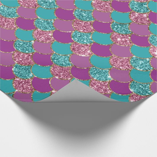 Faux glitter mermaid schalen patroon partiële omsl cadeaupapier (Hoek)