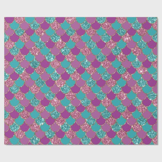 Faux glitter mermaid schalen patroon partiële omsl cadeaupapier (Vlak)