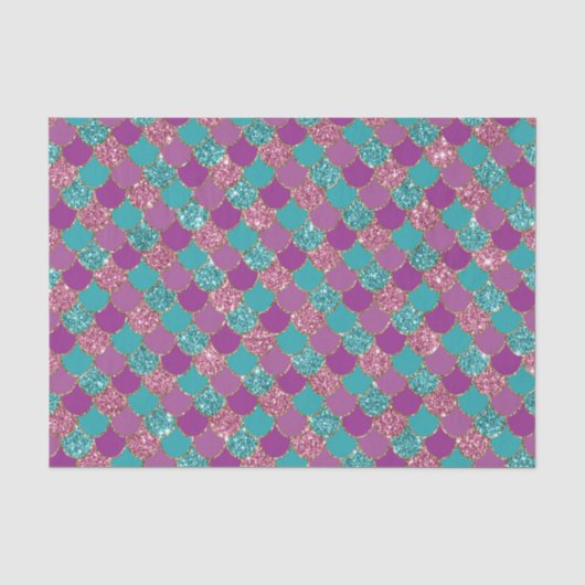 Faux glitter mermaïdpatroonschalen tissuepapier (Voorkant)