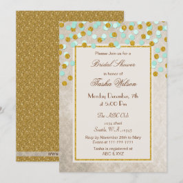 FAUX Glitter Mint Gold confetti Vrijgezellenfeest Kaart