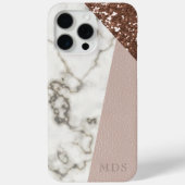 Faux Glitter Modern Marmer Roos Goud Roze Case-Mate iPhone Case (Achterkant)