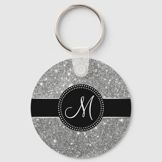 Faux Glitter Monogram Sleutelhanger (Voorkant)