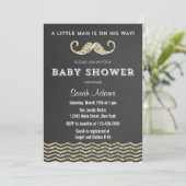 Faux Glitter Mustache Baby shower Uitnodiging (Staand voorkant)