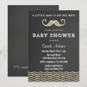 Faux Glitter Mustache Baby shower Uitnodiging (Voorkant / Achterkant)