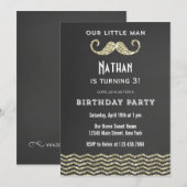 Faux Glitter Mustache Birthday Uitnodiging (Voorkant / Achterkant)