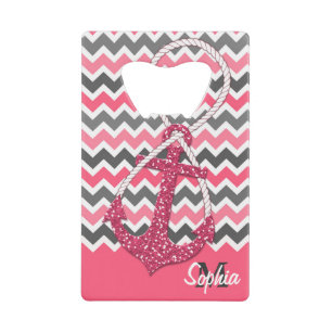 faux glitter nautical anchor infinity symbool creditkaart flessenopener