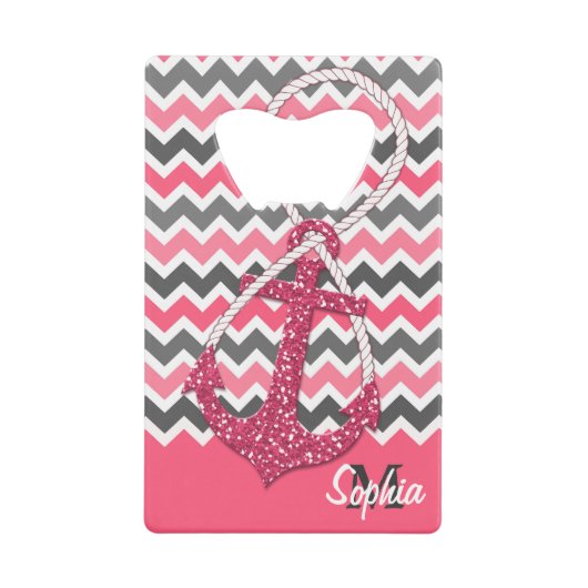 faux glitter nautical anchor infinity symbool creditkaart flessenopener (Voorkant)