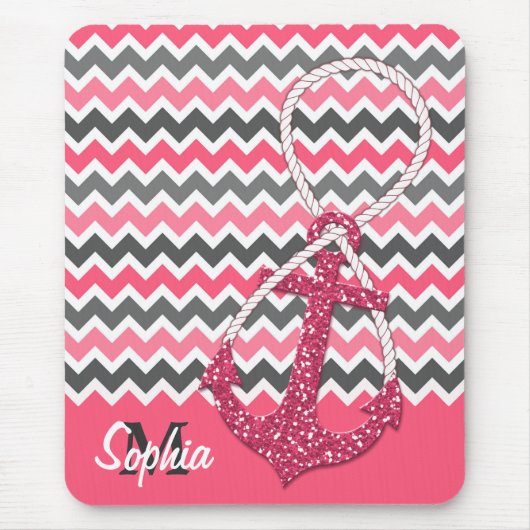 faux glitter nautical anchor infinity symbool muismat (Voorkant)