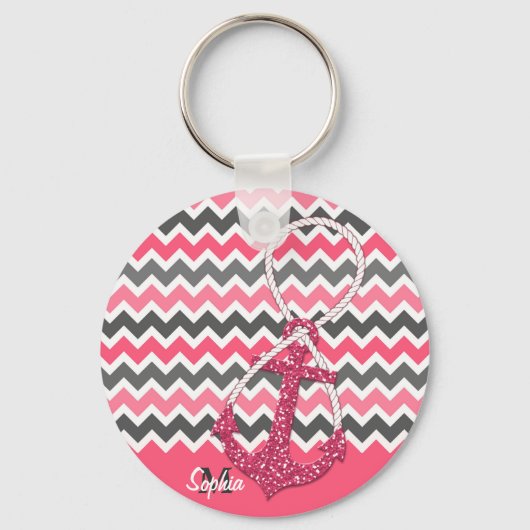 faux glitter nautical anchor infinity symbool sleutelhanger (Voorkant)