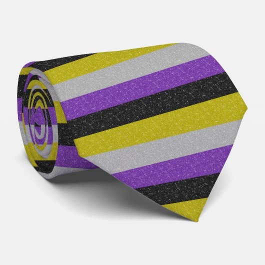 Faux Glitter Non-Binary Pride Flag Achtergrond Stropdas (Opgerold)