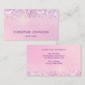 Faux glitter op bleek roze visitekaartje (Voorkant / Achterkant)