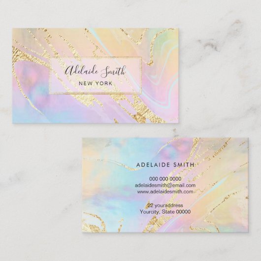 faux glitter op FAUX holografische achtergrond Visitekaartje (Voorkant / Achterkant)