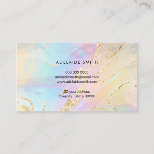 faux glitter op FAUX holografische achtergrond Visitekaartje (Achterkant)