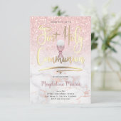 Faux glitter op marmer Eerste Heilige Communie Kaart (Staand voorkant)