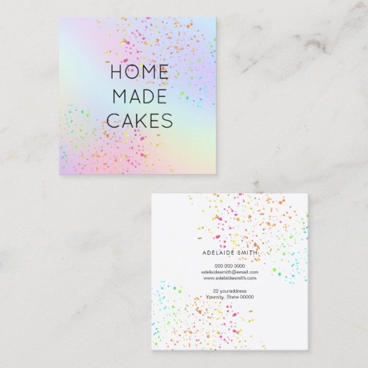 FAUX glitter op pastelkleuren gradiënten taarten Vierkante Visitekaartje (Voorkant / Achterkant)